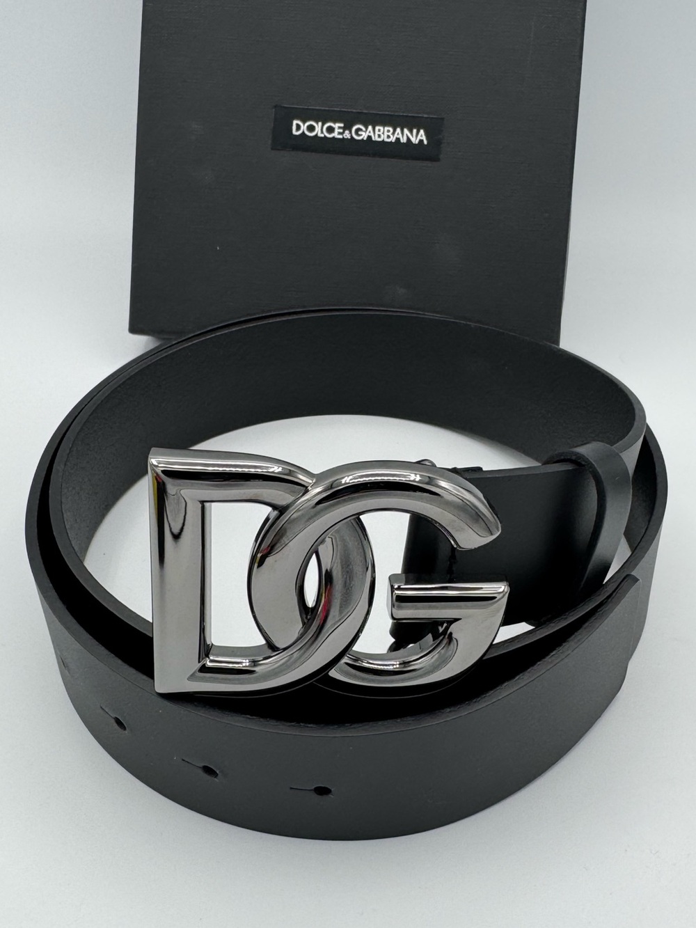 Dolce & Gabbana Black & Silver Belt Sz 100 Authenticated Unisex Designer Luxury